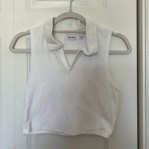 Aritzia - NEW Sun-deh Collared Cropped Tank | Athletic tank top | White | Size M